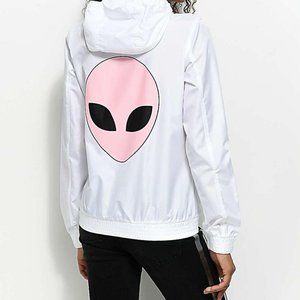 White Zip Up Windbreaker